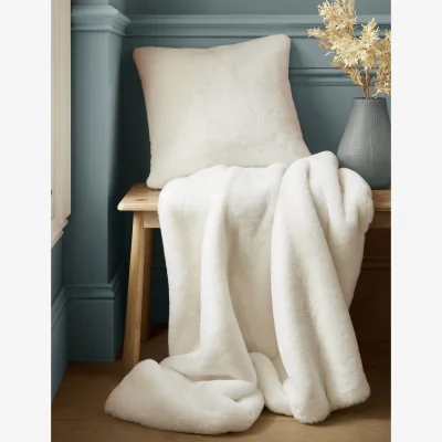 Marks & Spencer Laura Ashley Faux Fur Newland Cushion White