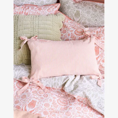 Marks & Spencer Laura Ashley Cotton Rich Striped Bolster Cushion Pink Mix