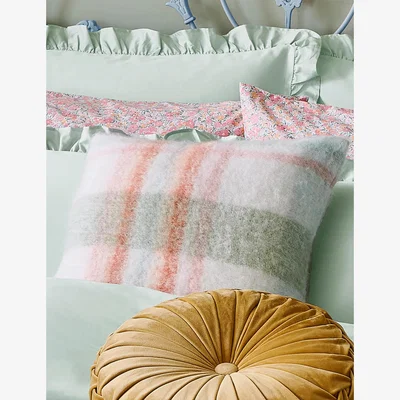 Marks & Spencer Laura Ashley Colton Check Textured Bolster Cushion - Sage, Sage