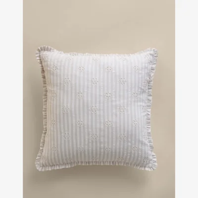 Marks & Spencer M&S Pure Cotton Broderie Frill Cushion Grey Mix