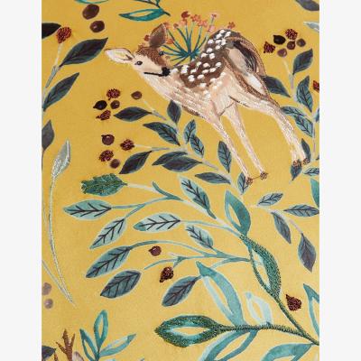 Marks & Spencer M&S  Velvet Deer Embroidered Cushion - Ochre, Ochre
