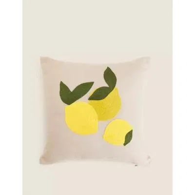 Marks & Spencer M&S Cotton Lemon Small Tufted Cushion - Grey Mix, Grey Mix