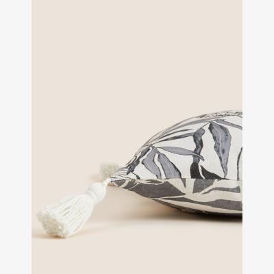 Marks & Spencer M&S Cotton Blend Protea Flower Tasselled Cushion - Ecru Mix, Ecru Mix