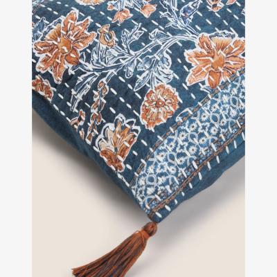 Marks & Spencer M&S X Fired Earth Seville Carmona Pure Cotton Bolster Cushion - Navy Mix, Navy Mix