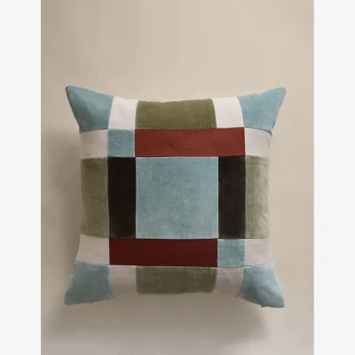 Marks & Spencer M&S Velvet Patchwork Cushion Green Mix