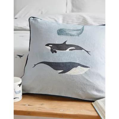 Marks & Spencer M&S Sophie Allport Linen Blend Whale Cushion - Duck Egg, Duck Egg