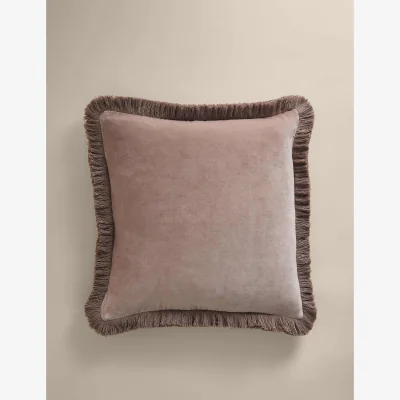 Marks & Spencer M&S Pure Cotton Velvet Fringed Cushion Putty