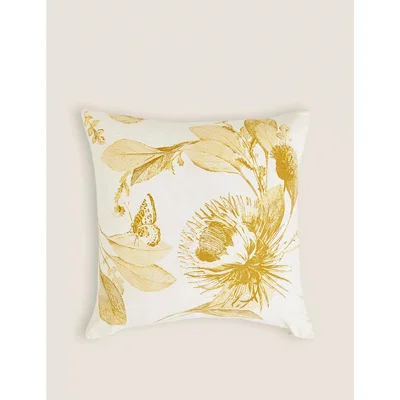 Marks & Spencer M&S Linen Mix Floral Cushion - Ochre, Ochre