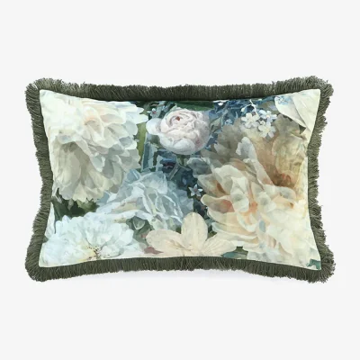Marks & Spencer MM Linen Velvet Polly Bolster Cushion Green Mix