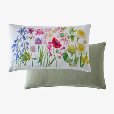 Marks & Spencer Bluebellgray Pure Cotton Floral Rectangular Cushion Multi