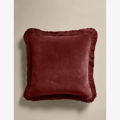 Marks & Spencer M&S Pure Cotton Velvet Fringed Cushion Chestnut