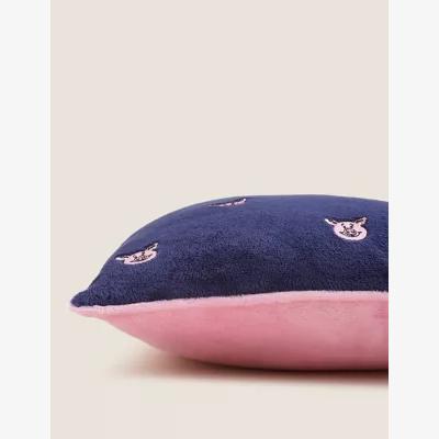 Marks & Spencer Velvet Percy Pig™ Embroidered Small Cushion - Navy Mix, Navy Mix