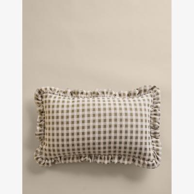 Marks & Spencer M&S Chenille Woven Gingham Bolster Cushion Green
