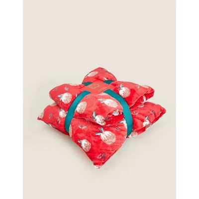 Marks & Spencer M&S Fleece Pudding Cushion and Throw Bundle - Red Mix, Red Mix
