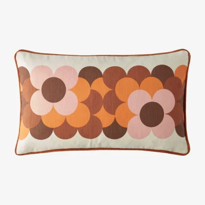 Marks & Spencer Orla Kiely Pure Cotton Retro Flower Stripe Cushion Orange Mix
