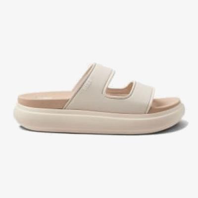 Marks & Spencer Reef Womens Cushion Bondi 2 Bar Flatform Sliders - 7 - Cream, Cream,Black