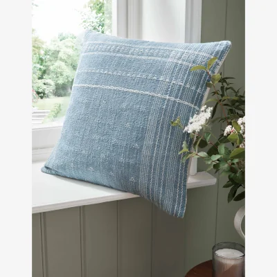 Marks & Spencer Laura Ashley Mawsley Woven Textured Cushion Light Blue Mix