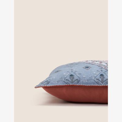 Marks & Spencer M&S X Fired Earth Seville Palmete Pure Cotton Embroidered Cushion - Blue Mix, Blue Mix