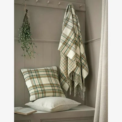Marks & Spencer Laura Ashley Padbury Checked Cushion Green Mix