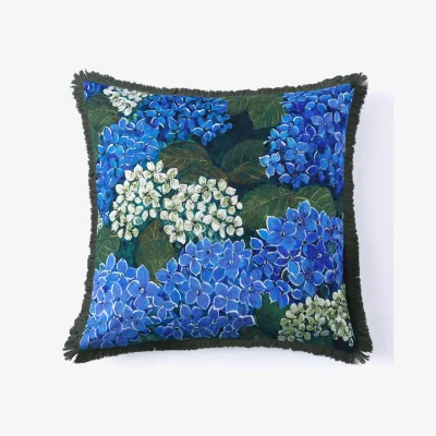 Marks & Spencer MM Linen Cotton Linen Blend Matilda Fringed Cushion Green Mix
