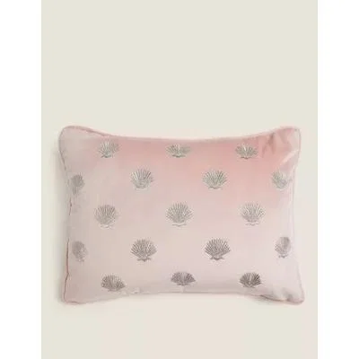 Marks & Spencer M&S Velvet Shell Embroidered Bolster Cushion - Blush, Blush