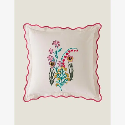 Marks & Spencer Cath Kidston Pure Cotton Paper Pansy Embroidered Cushion - Multi, Multi