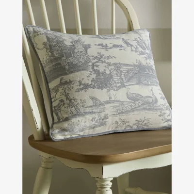 Marks & Spencer Laura Ashley Pure Cotton Braysmith Toile Piped Cushion Blue Mix