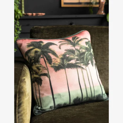 Marks & Spencer Rockett St George Pure Cotton Palm Paradise Piped Cushion Pink Mix