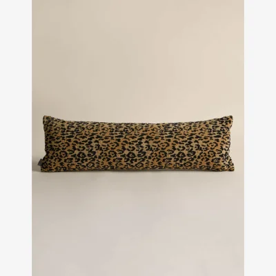 Marks & Spencer M&S X Kelly Hoppen Velvet Leopard Print Long Bolster Cushion Brown Mix