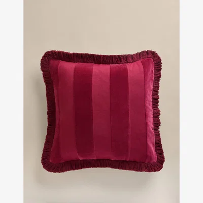 Marks & Spencer M&S Pure Cotton Striped Frill Cushion Red Mix