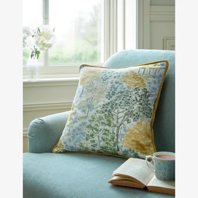 Marks & Spencer Laura Ashley Bernwood Pure Cotton Piped Cushion Yellow Mix