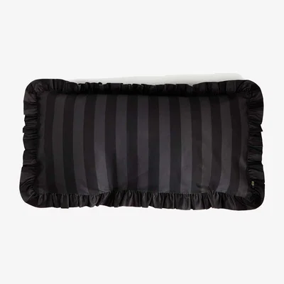 Marks & Spencer M&S X National Gallery Pure Cotton Frill Striped Bolster Cushion - Black Mix, Black Mix