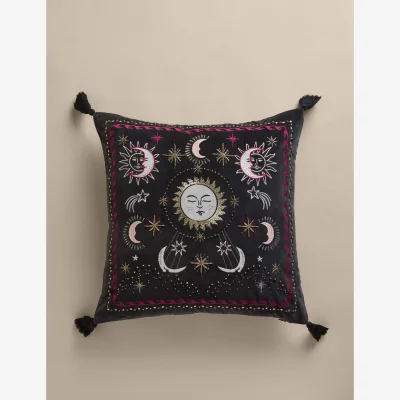 Marks & Spencer M&S Velvet Embroidered Celestial Cushion Teal