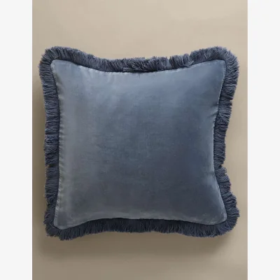 Marks & Spencer M&S Pure Cotton Velvet Fringed Cushion Slate Blue
