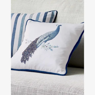 Marks & Spencer Laura Ashley Pure Cotton Peacock Beaded Cushion Blue Mix