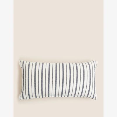 Marks & Spencer M&S Pure Cotton Striped Bolster Cushion - Blue Mix, Blue Mix
