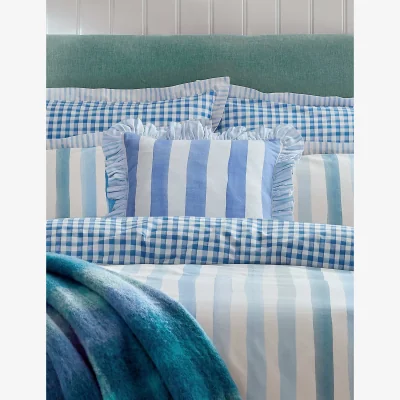 Marks & Spencer Bluebellgray Pure Cotton Striped Cushion Blue Mix
