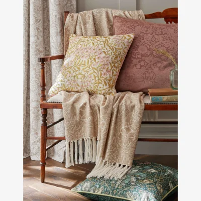 Marks & Spencer William Morris at Home Michaelmas Daisy Embroidered 43x43cm Cushion Pink Mix