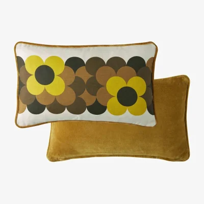 Marks & Spencer Orla Kiely Pure Cotton Retro Flower Stripe Cushion Yellow Mix