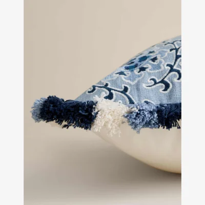 Marks & Spencer M&S Pure Cotton Coastal Embroidered Cushion Blue Mix