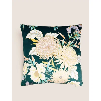 Marks & Spencer M&S Velvet Decorative Floral Cushion - Teal Mix, Teal Mix