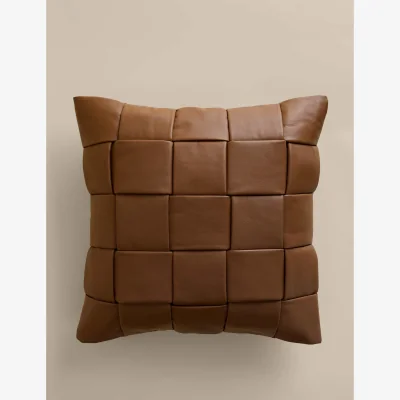 Marks & Spencer M&S Leather Basket Weave Cushion Brown