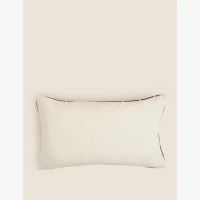 Marks & Spencer M&S Cotton Rich Geometric Bolster Cushion - Charcoal Mix, Charcoal Mix