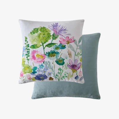 Marks & Spencer Bluebellgray Pure Cotton Floral Cushion White Mix