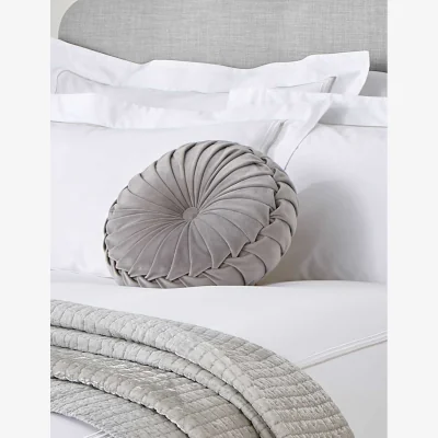 Marks & Spencer Laura Ashley Rosanna Velvet Round Pleated Cushion Grey