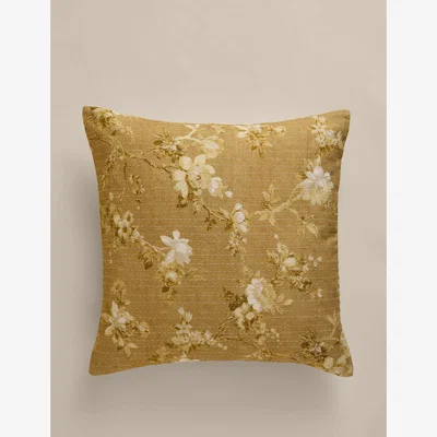 Marks & Spencer M&S Pure Cotton Floral Kantha Stitch Cushion Ochre