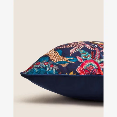 Marks & Spencer M&S Velvet Exotic Bird Embellished Cushion - Navy Mix, Navy Mix
