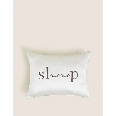 Marks & Spencer M&S Embroidered Silk Bolster Cushion - Light Grey, Light Grey