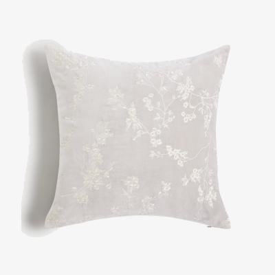 Marks & Spencer M&S Collection Velvet Cherry Blossom Embroidered Cushion - Light Grey, Pink Mix,Navy Mix,Light Grey,Gold
