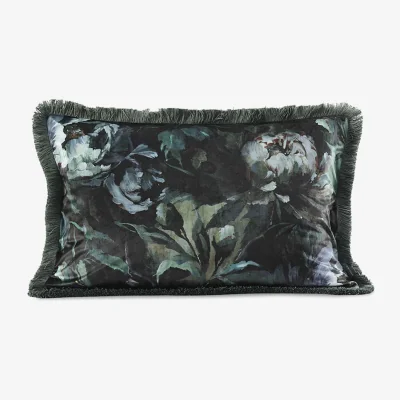 Marks & Spencer MM Linen Velvet Amada Bolster Cushion Green Mix